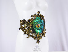Load image into Gallery viewer, Green Blue Iridescent Latex 'Oculus Draconis' Filigree Belt