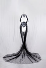Load image into Gallery viewer, Long Black Tulle Cape Harness