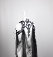 Load image into Gallery viewer, Long Black Tulle Cape Harness