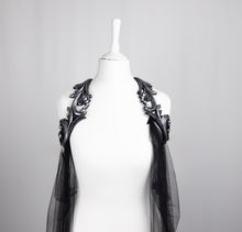 Load image into Gallery viewer, Long Black Tulle Cape Harness