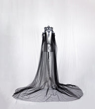 Load image into Gallery viewer, Long Black Tulle Cape Harness