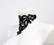 Load image into Gallery viewer, Choker necklace made from black sculpted latex. Composed of baroque style 3D ornaments.