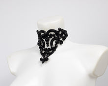 Load image into Gallery viewer, Choker necklace made from black sculpted latex. Composed of baroque style 3D ornaments.