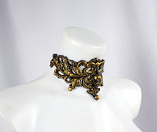 Load image into Gallery viewer, Gold Bird Skull Latex Filigree Choker