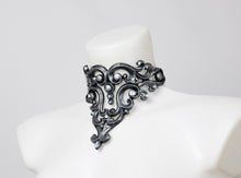 Load image into Gallery viewer, Choker necklace made from silver metallic latex  to look like real metal.

