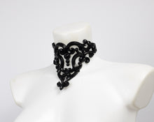 Load image into Gallery viewer, Choker necklace made from black sculpted latex. Composed of baroque style 3D ornaments.
