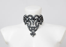 Load image into Gallery viewer, Choker necklace made from silver metallic latex to look like real metal.

