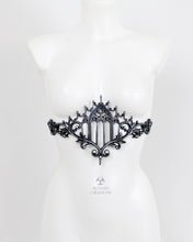 Load image into Gallery viewer, Silver Latex Gothic Arch Window Belt
